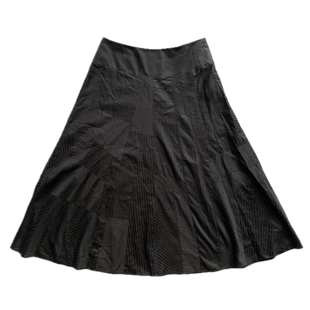 Carlisle Black A-Line Maxi Skirt With Subtle Panel Texture, Size 8